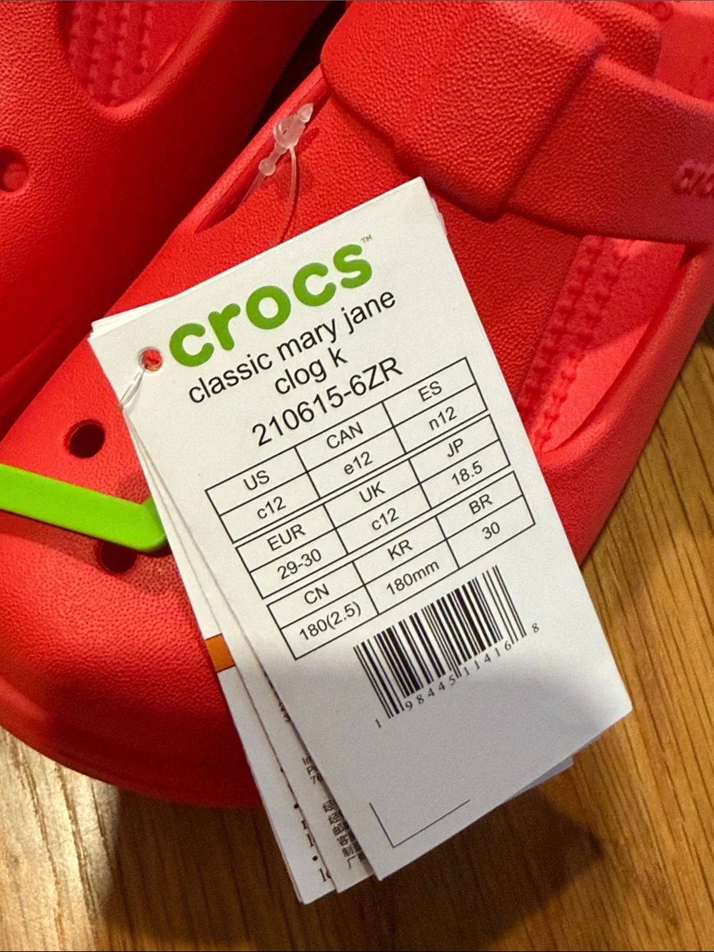 CROCS Kids Mary Jane Classic Clog in Bright Red